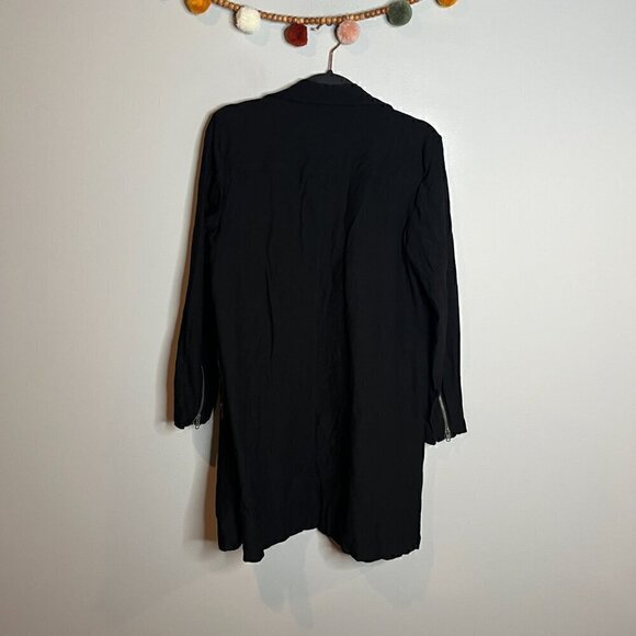 Eileen Fisher black crepe long moto jacket - Picture 6 of 6